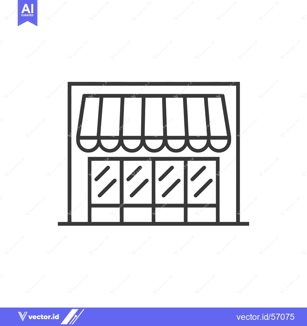 Premium Vector of Line drawing of a storefront with a striped awning