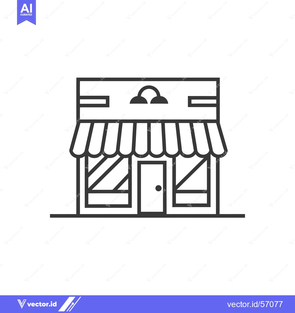 Premium Vector of Line drawing of a storefront with awning and door