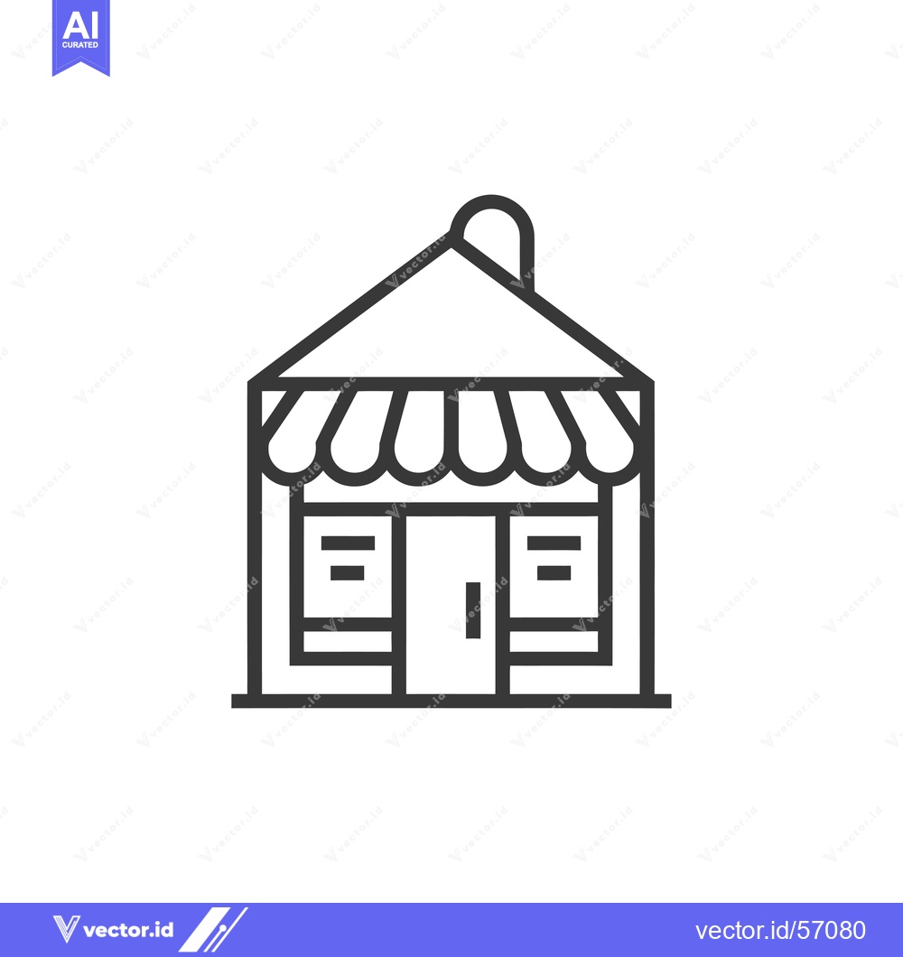 Premium Vector dari Line drawing of a storefront with awning and windows