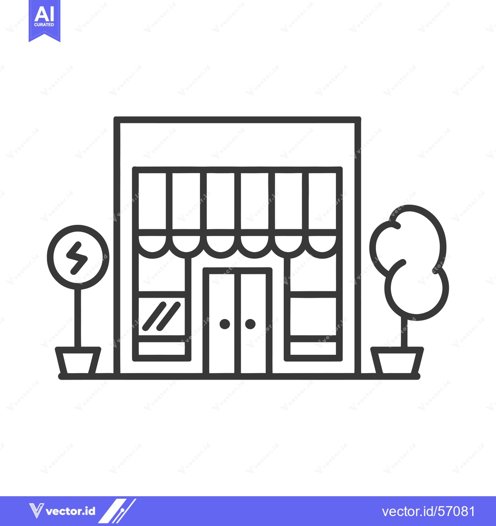 Premium Vector of Line Drawing of a Store with a Lightning Bolt Sign