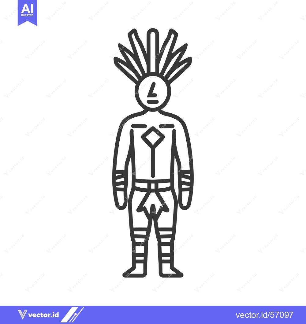 Premium Vector of Line drawing of a stylized human figure wearing traditional clothing