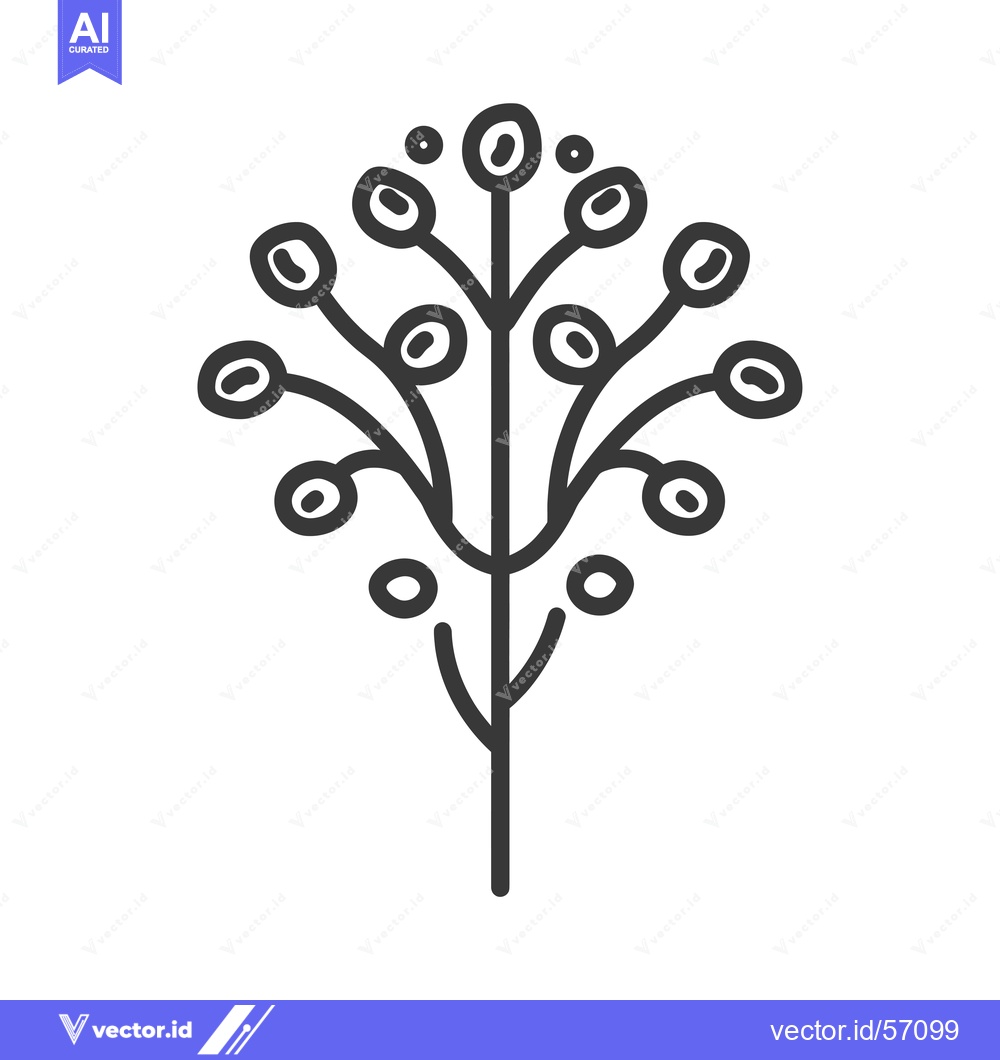 Premium Vector dari Line drawing of a stylized plant with round buds
