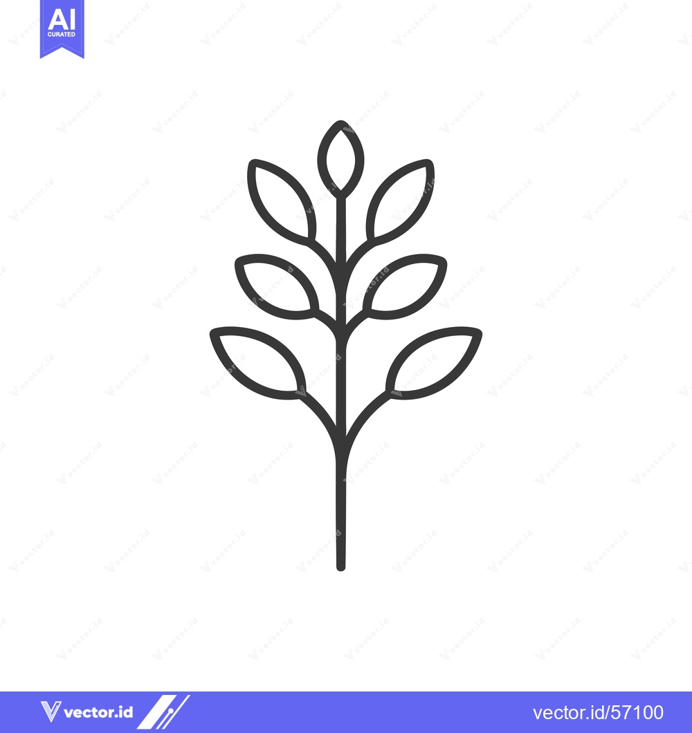 Premium Vector dari Line drawing of a stylized plant with six leaves