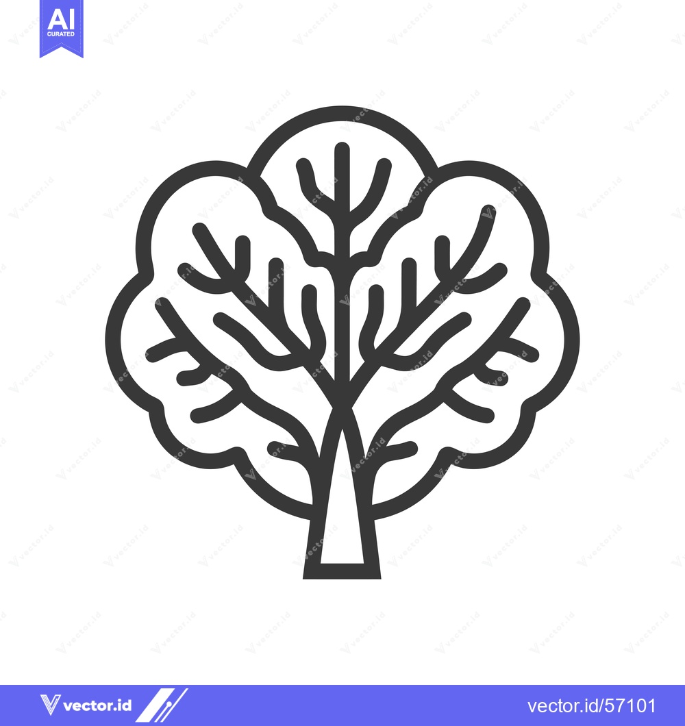 Premium Vector dari Line drawing of a stylized tree with three branches