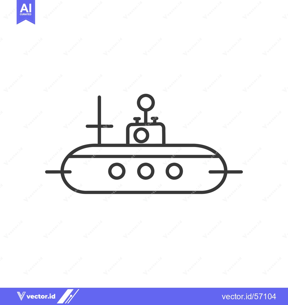Premium Vector of Line Drawing of a Submarine with Periscope and Viewports