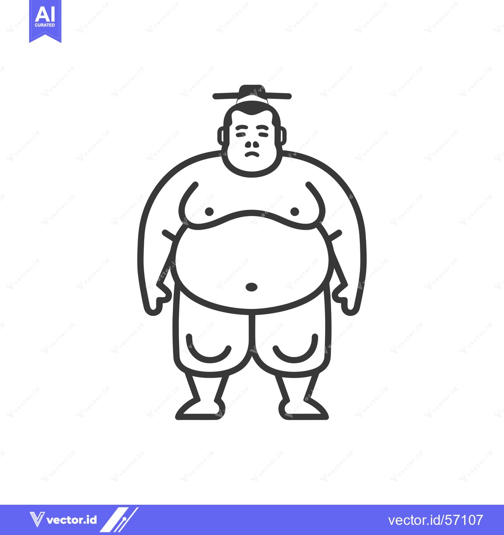 Premium Vector dari Line drawing of a sumo wrestler in a fighting stance