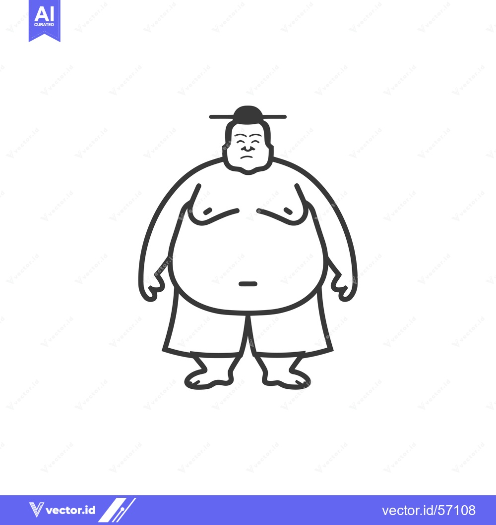 Premium Vector of Line Drawing of a Sumo Wrestler in Traditional Outfit