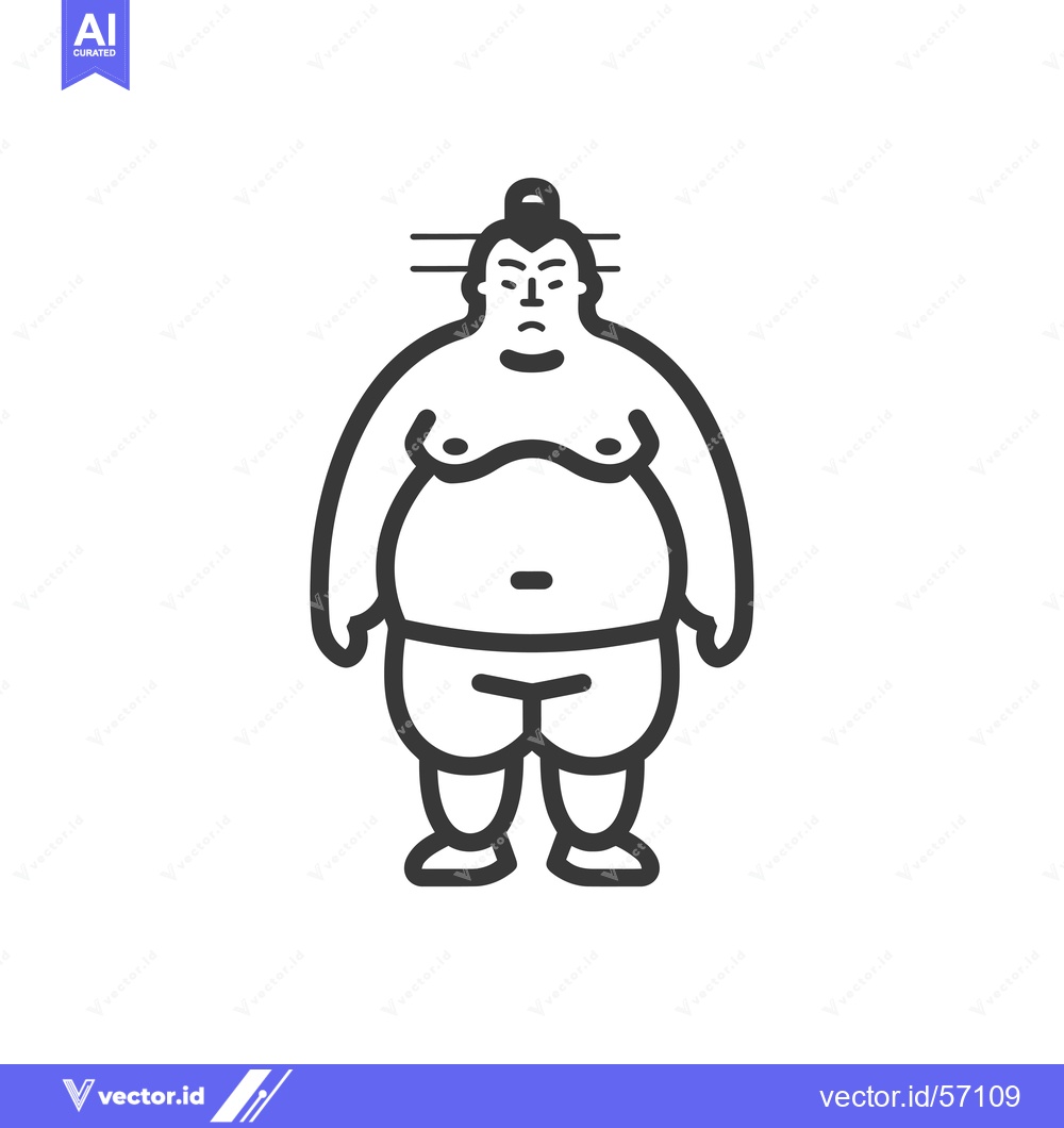 Premium Vector of Line drawing of a sumo wrestler with a serious expression