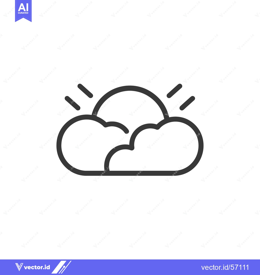 Premium Vector dari Line drawing of a sun rising above a cloud