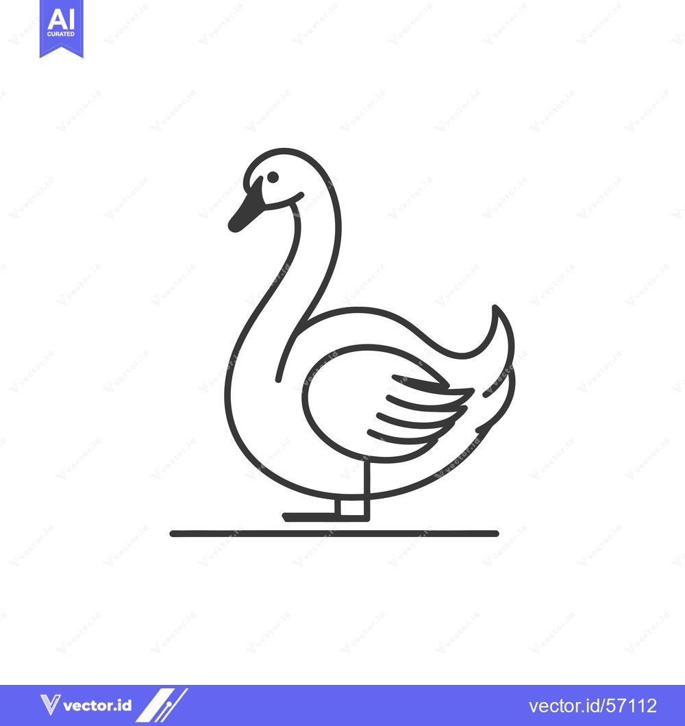 Premium Vector dari Line Drawing of a Swan with a Curved Neck