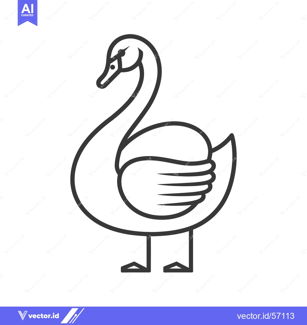 Premium Vector dari Line drawing of a swan with its wings folded
