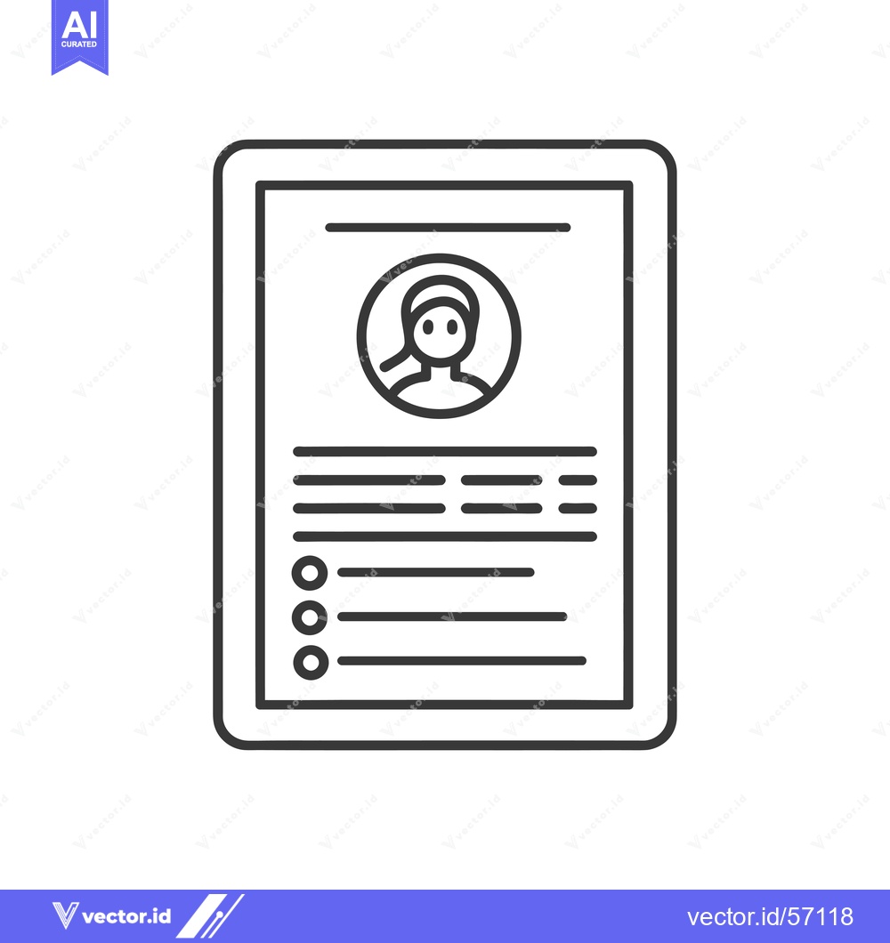 Premium Vector dari Line Drawing of a Tablet with Profile Picture and Form Fields