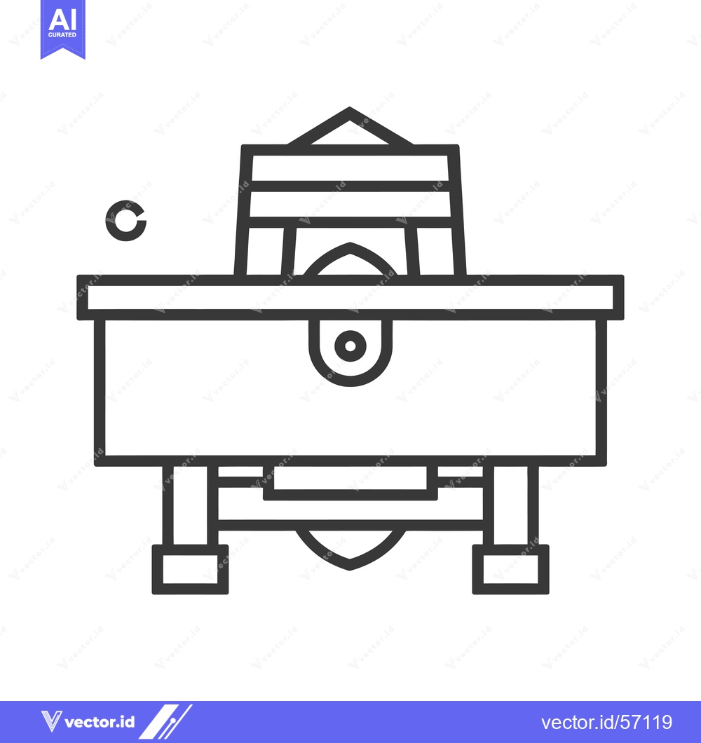 Premium Vector dari Line drawing of a table with a triangular object on top