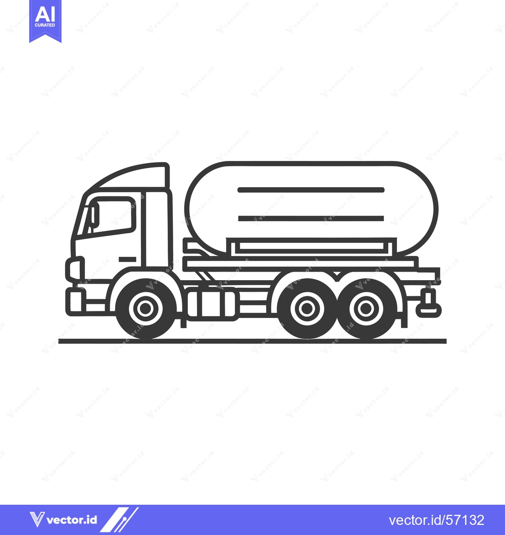 Premium Vector dari Line drawing of a tanker truck with a cylindrical tank