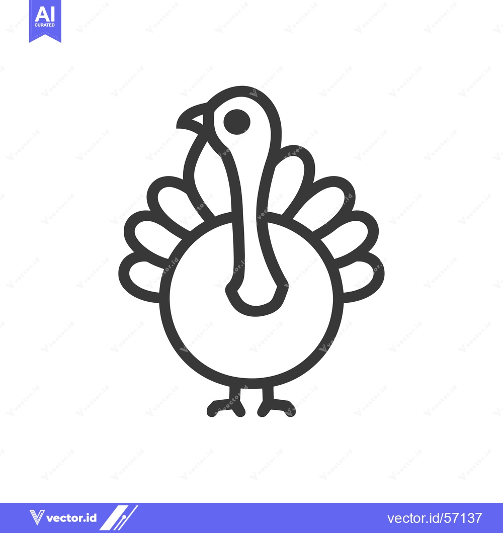 Premium Vector of Line Drawing of a Thanksgiving Turkey