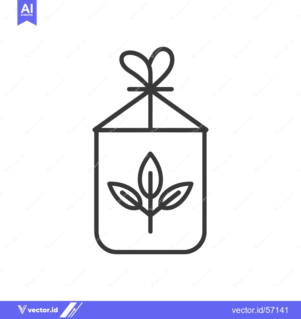 Premium Vector of Line drawing of a tied bag with a plant leaf design