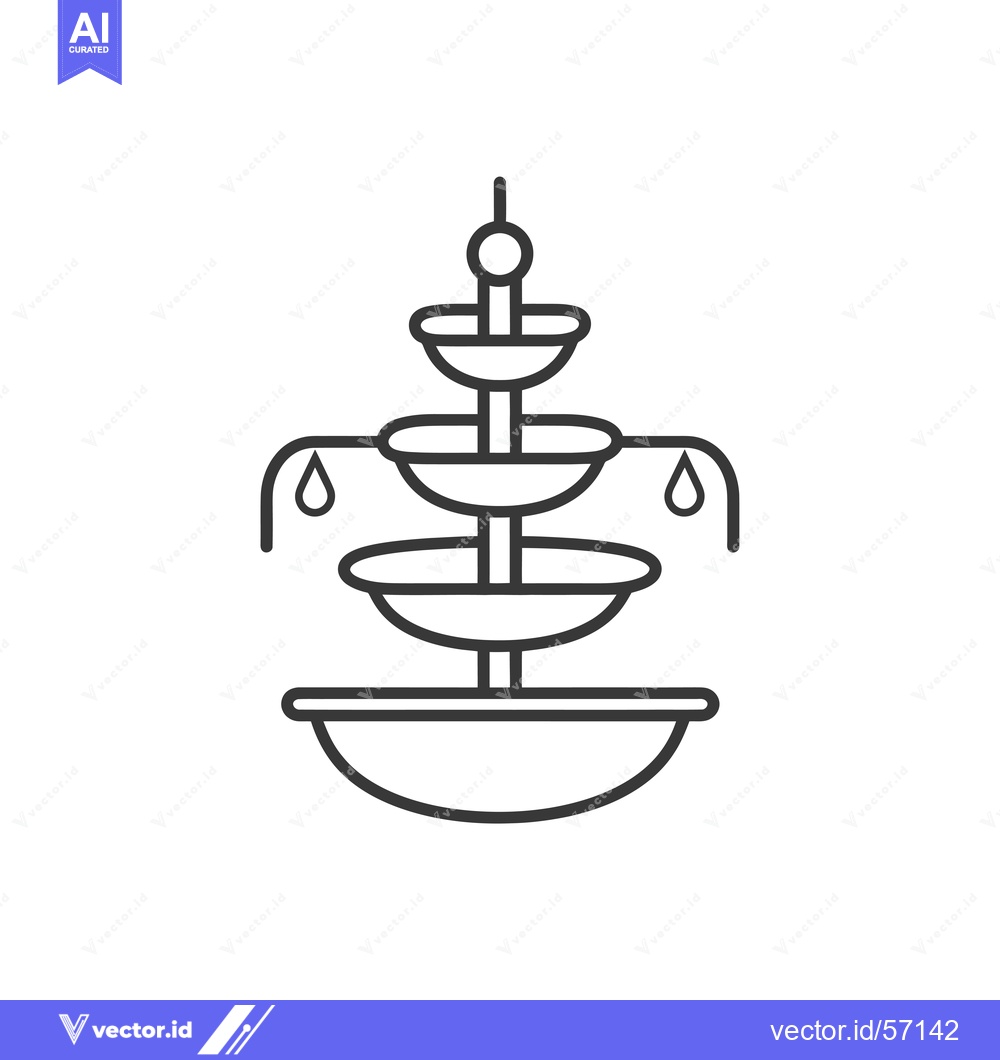 Premium Vector of Line Drawing of a Tiered Fountain with Water Droplets