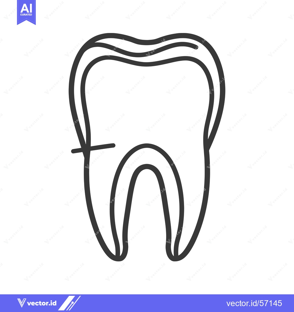 Premium Vector of Line drawing of a tooth with a cavity