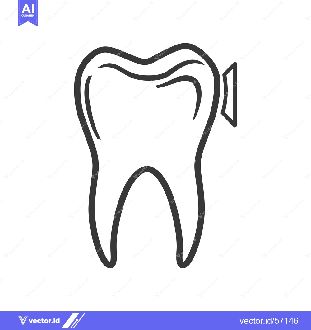 Premium Vector dari Line Drawing of a Tooth with a Filling
