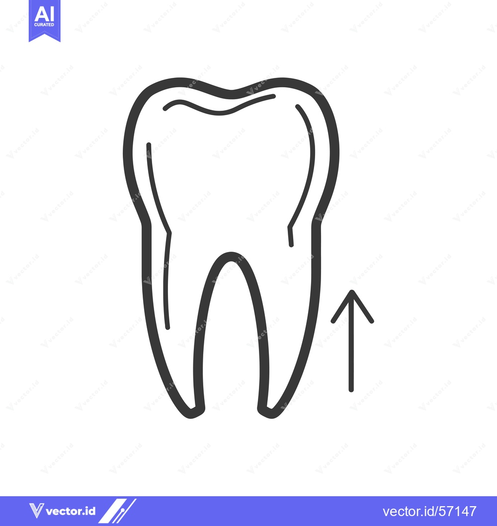 Premium Vector of Line drawing of a tooth with an upward arrow