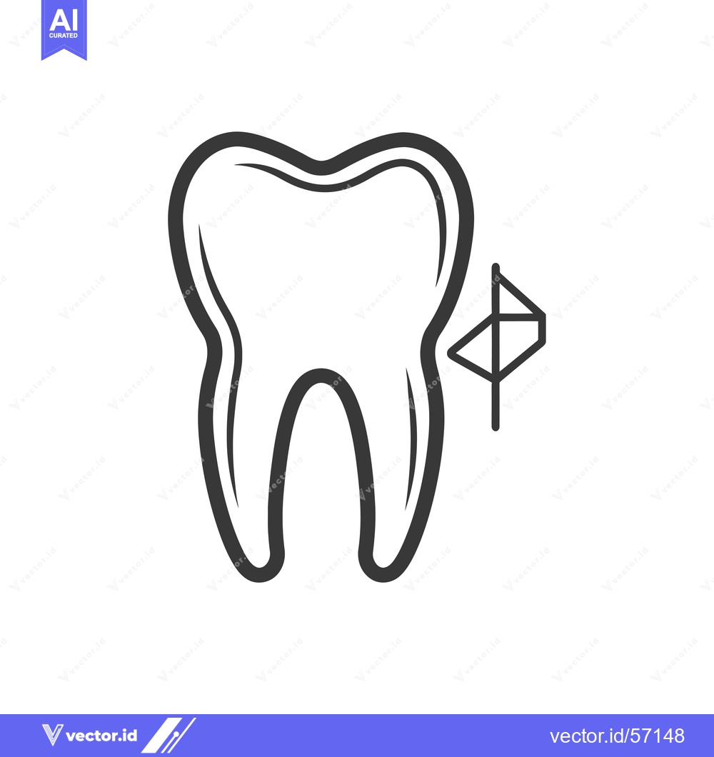 Premium Vector dari Line Drawing of a Tooth with a Small Arrow