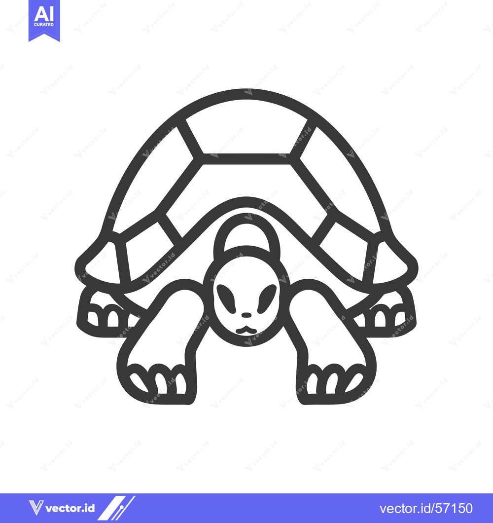 Premium Vector dari Line Drawing of a Tortoise with Its Shell on Its Back