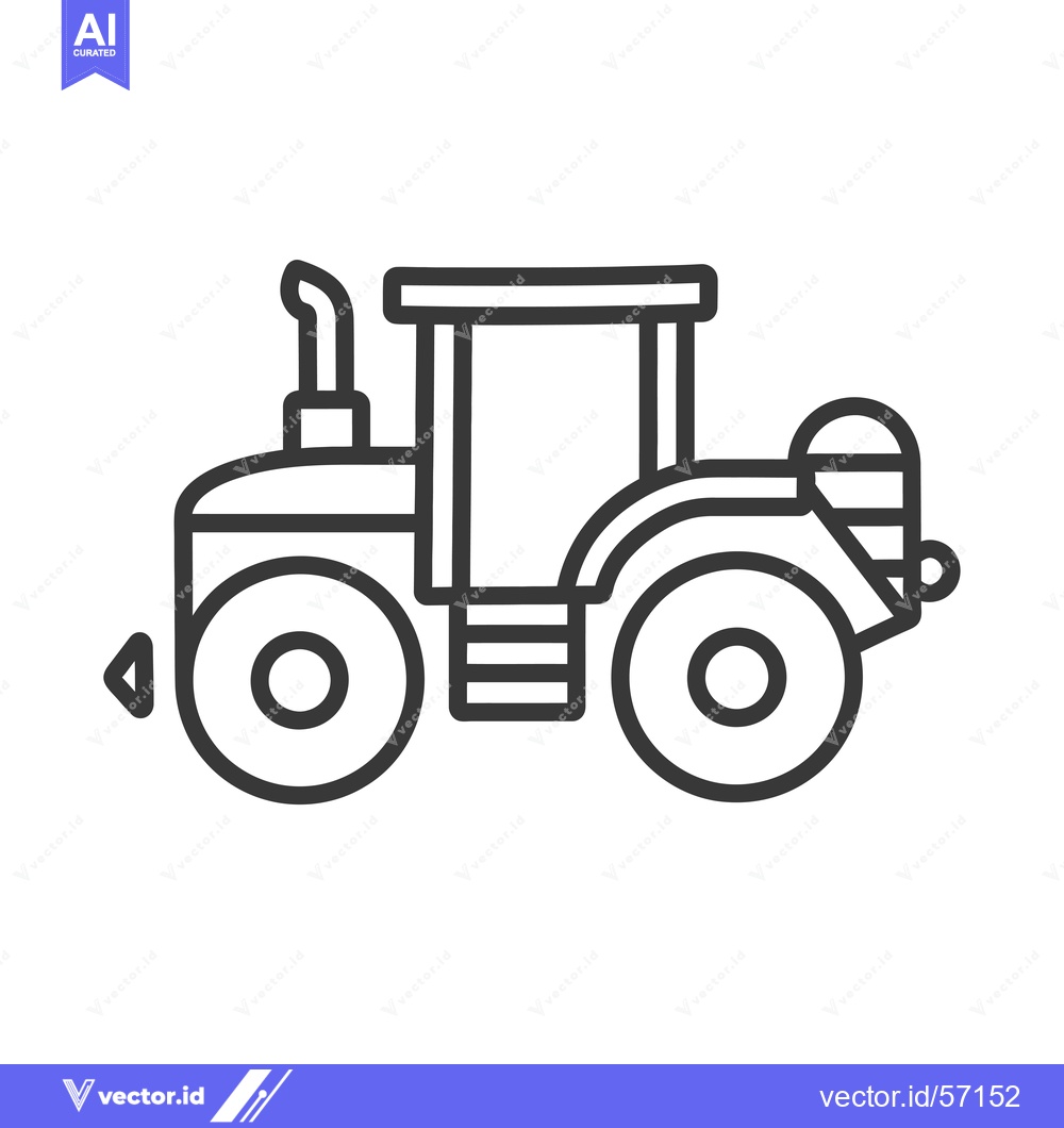 Premium Vector dari Line Drawing of a Tractor with a Single Exhaust Pipe
