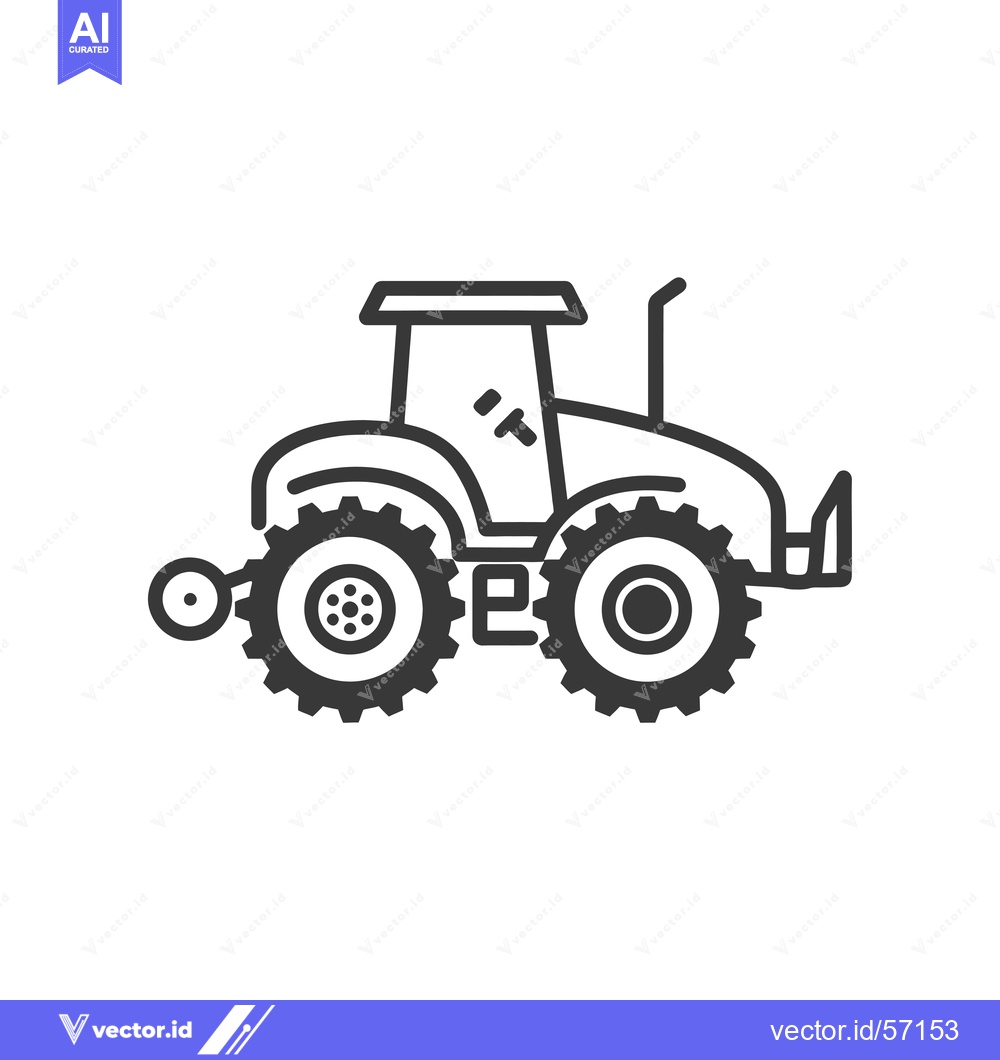 Premium Vector dari Line Drawing of a Tractor with Large Wheels