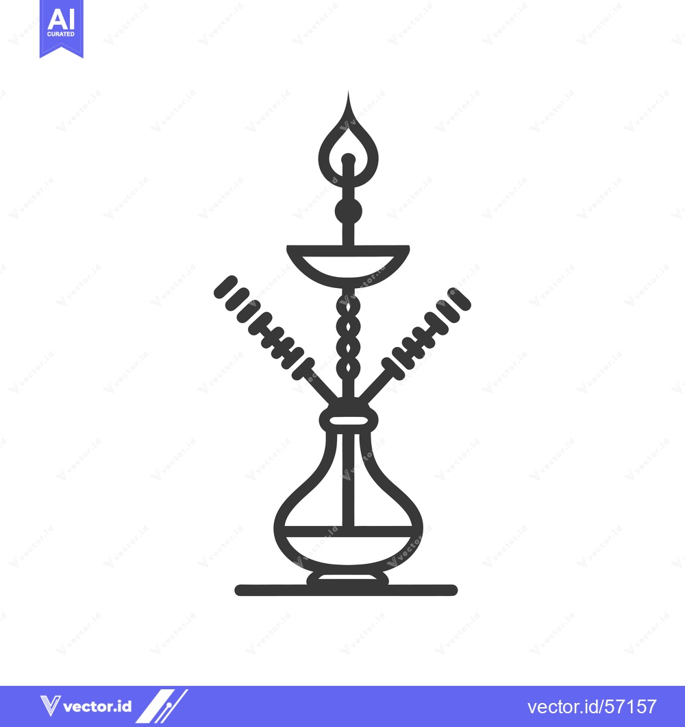 Premium Vector dari Line drawing of a traditional hookah with three hoses