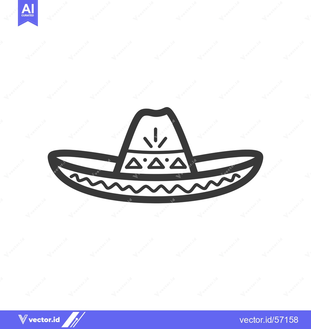 Premium Vector of Line Drawing of a Traditional Mexican Sombrero