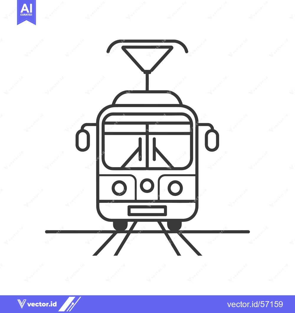 Premium Vector dari Line drawing of a tram with overhead wire