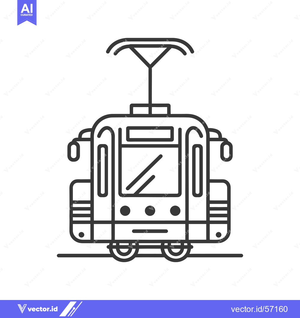 Premium Vector of Line drawing of a tram with trolley pole
