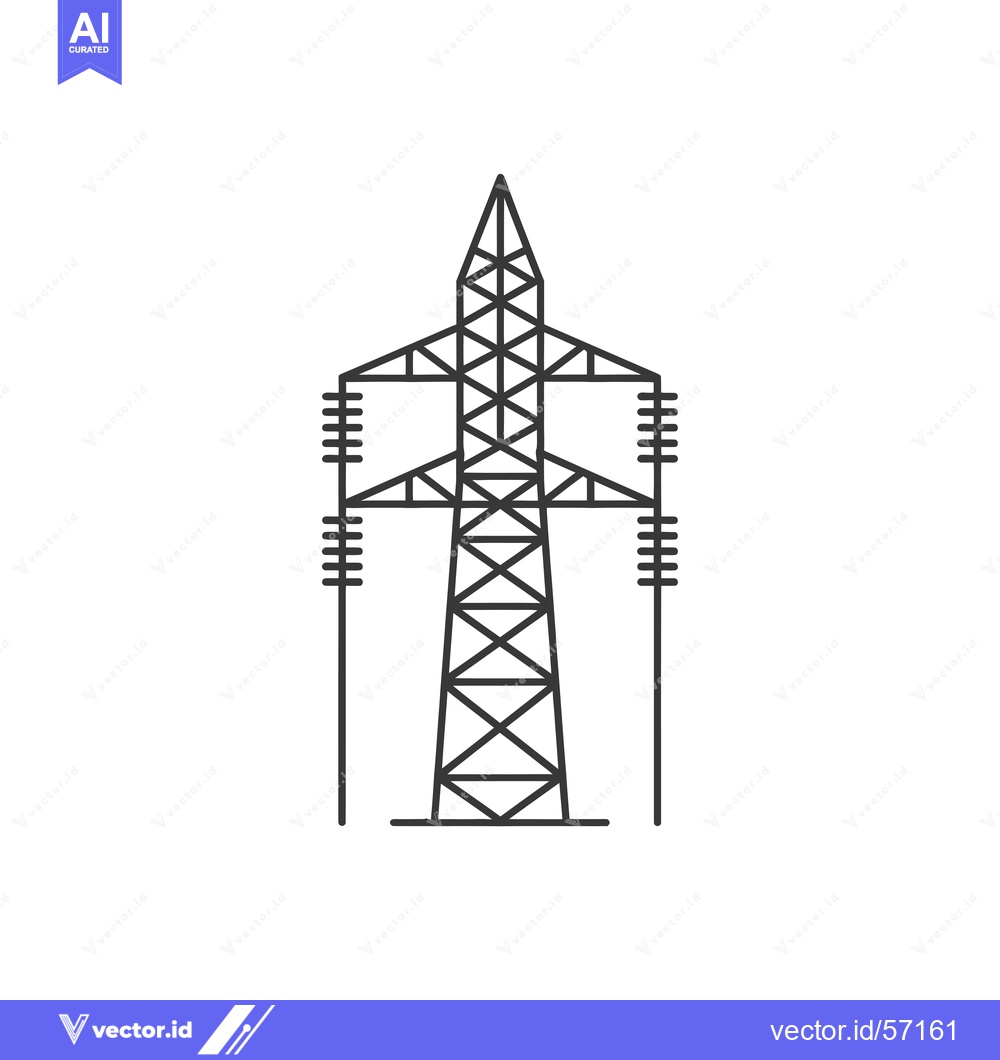 Premium Vector dari Line Drawing of a Transmission Tower with Insulators
