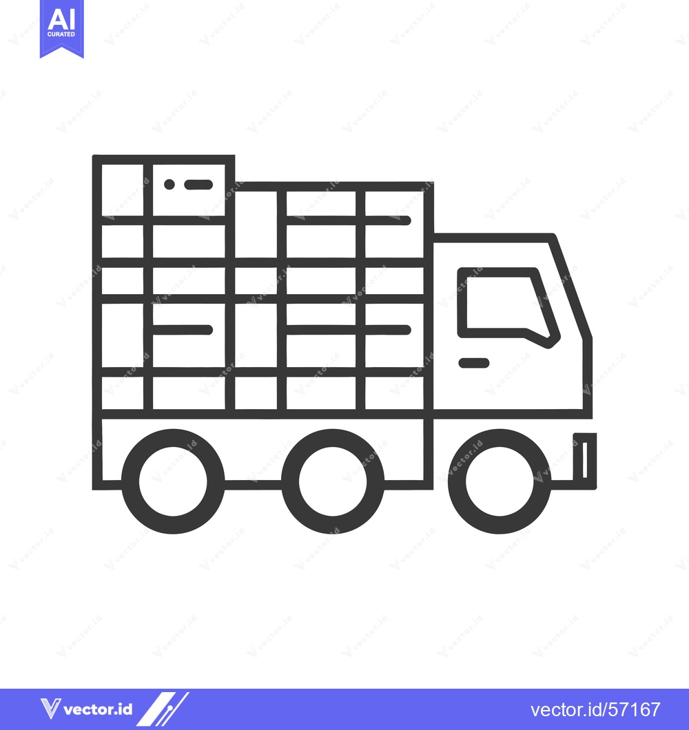 Premium Vector dari Line drawing of a truck with a caged cargo bed