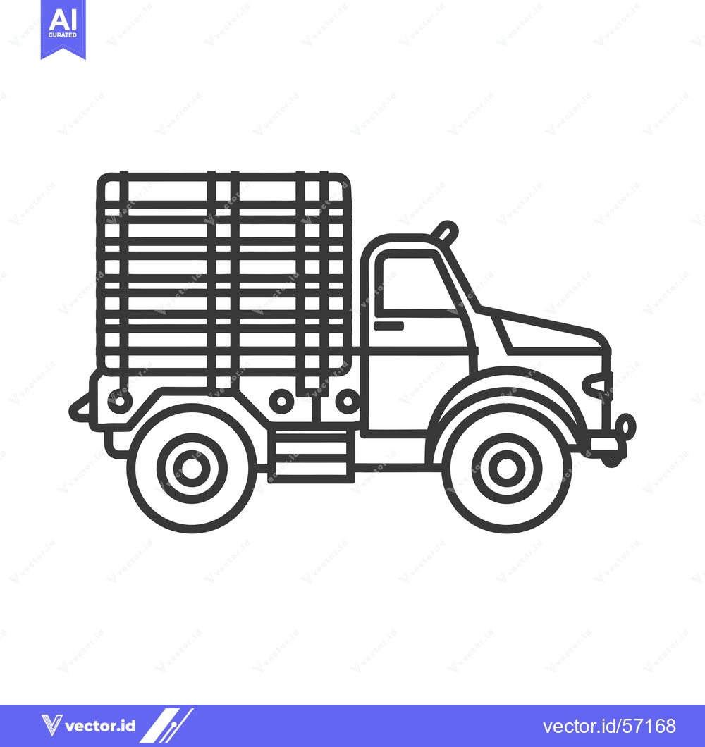 Premium Vector of Line Drawing of a Truck with a Cargo Bed