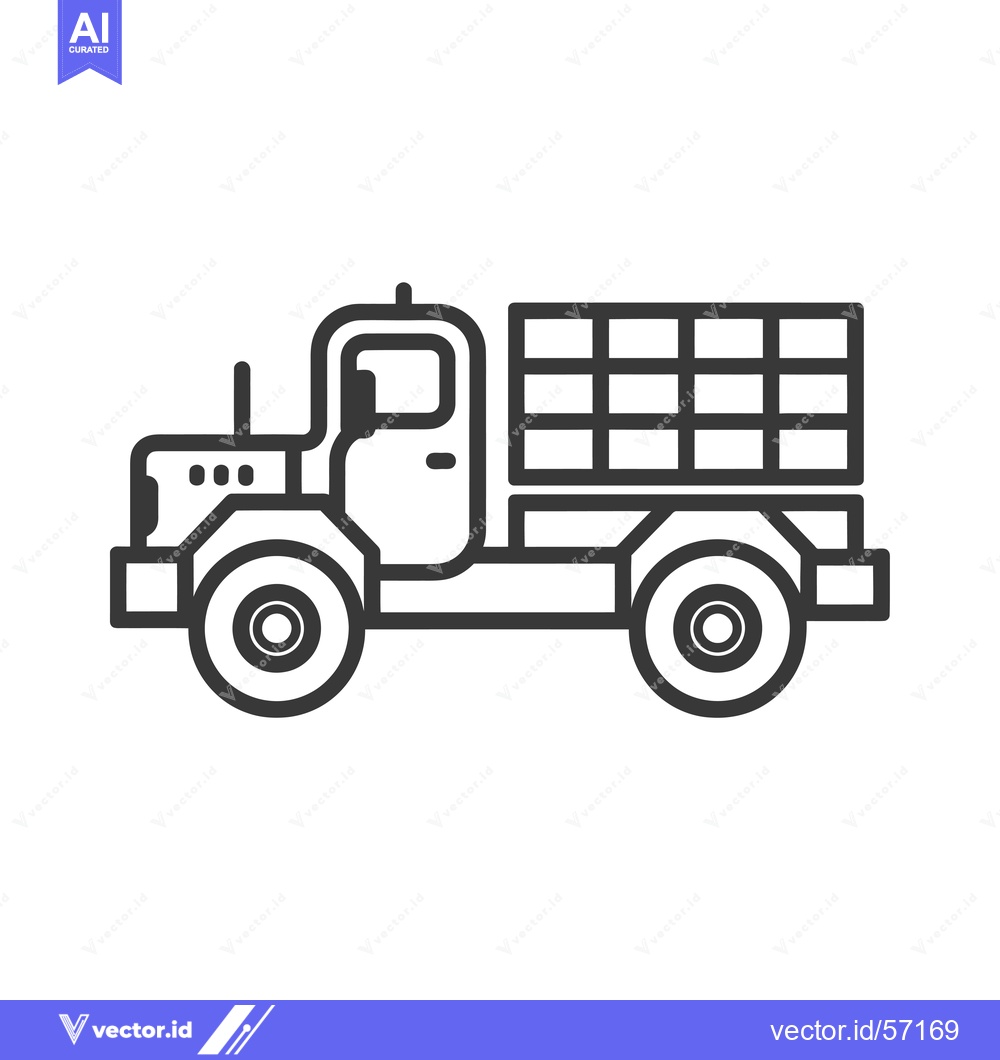 Premium Vector dari Line drawing of a truck with a slatted cargo bed