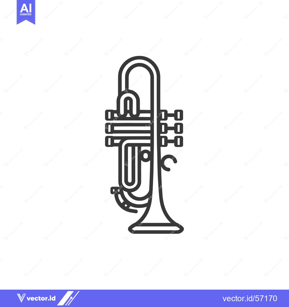 Premium Vector dari Line Drawing of a Trumpet with Three Valves