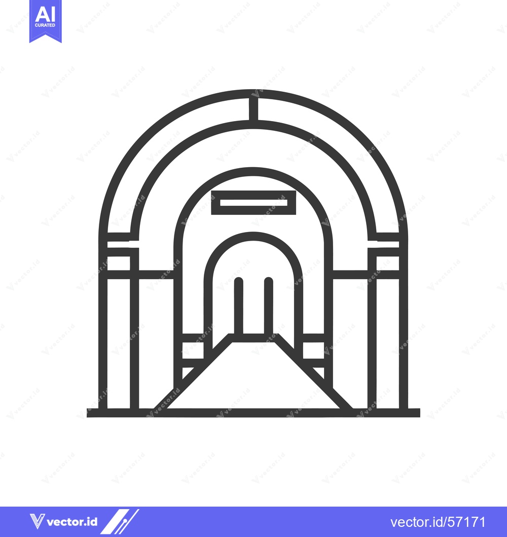 Premium Vector of Line Drawing of a Tunnel Entrance with a Curved Archway