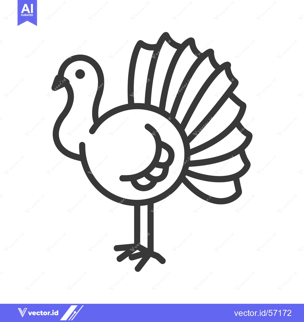 Premium Vector dari Line drawing of a turkey with a fanned tail
