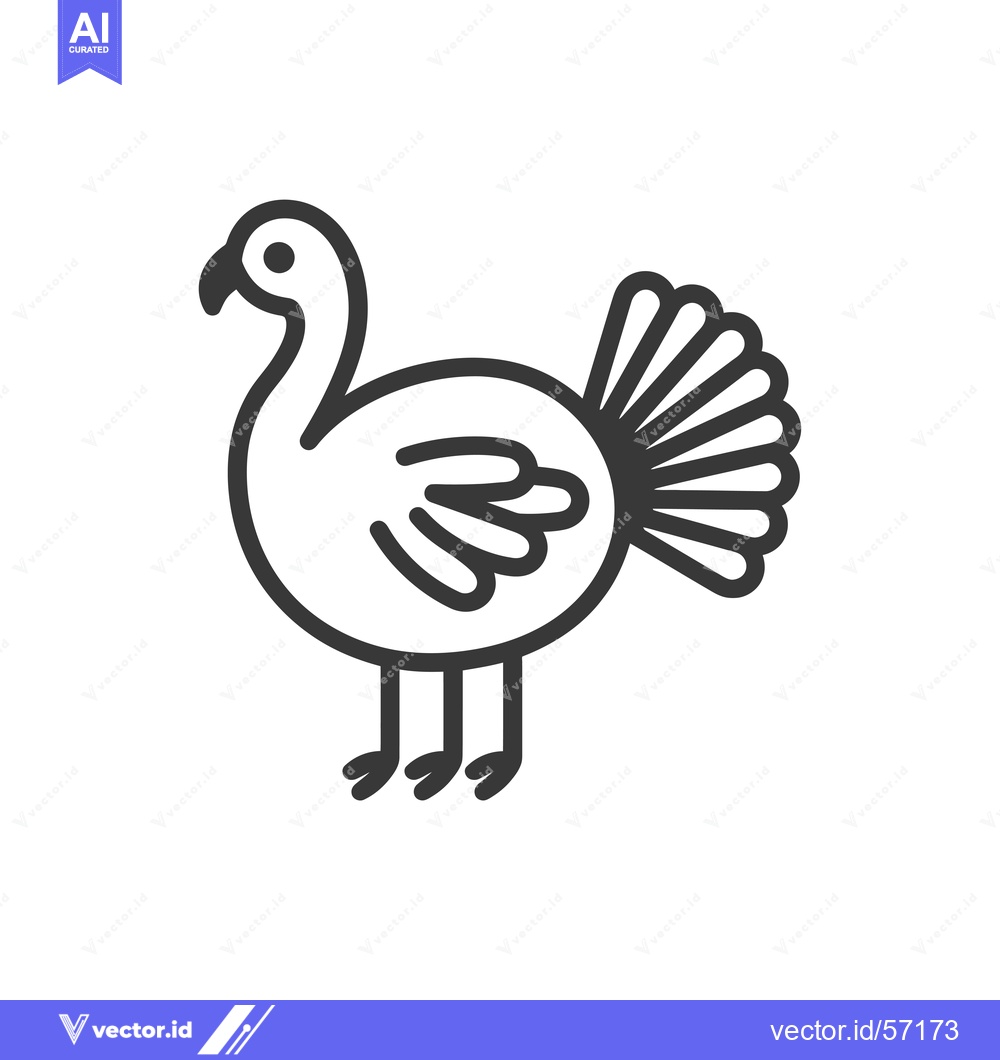 Premium Vector dari Line Drawing of a Turkey with a Spreader Tail