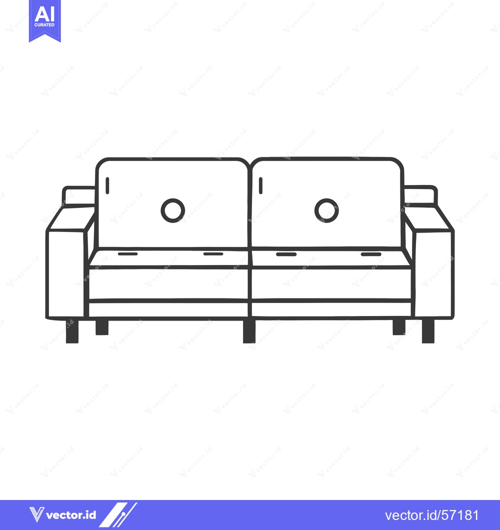 Premium Vector of Line Drawing of a Two-Seater Sofa with Simple Details