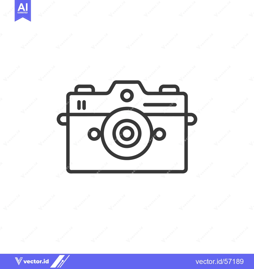 Premium Vector dari Line drawing of a vintage camera with a lens