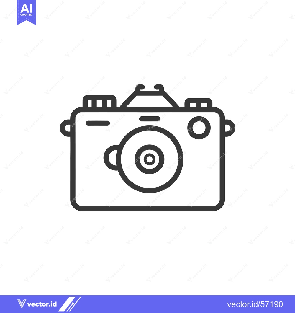 Premium Vector dari Line drawing of a vintage camera with a lens