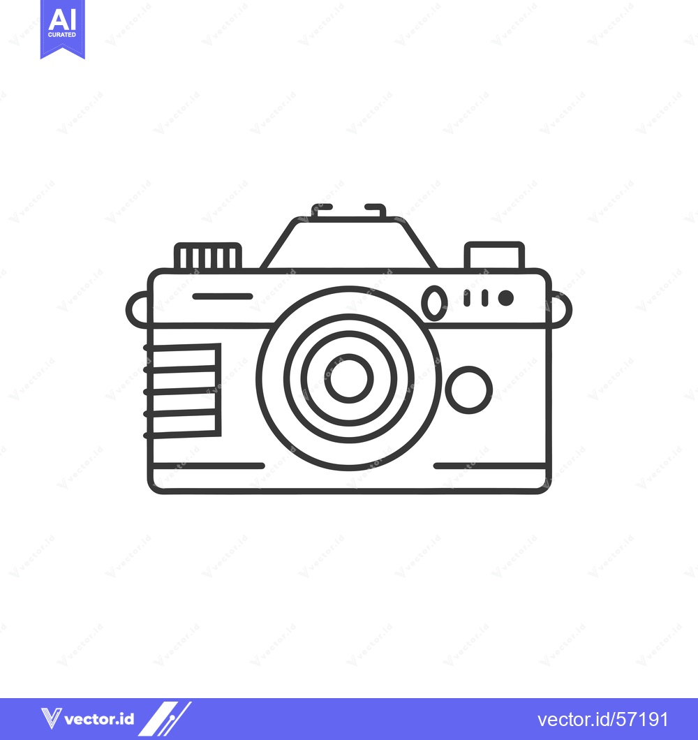 Premium Vector of Line Drawing of a Vintage Film Camera