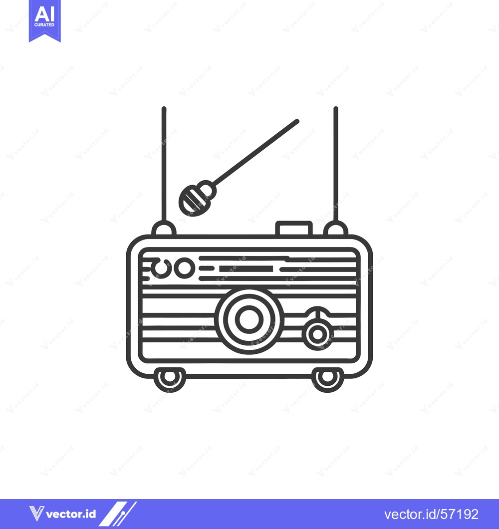 Premium Vector of Line drawing of a vintage radio with an antenna