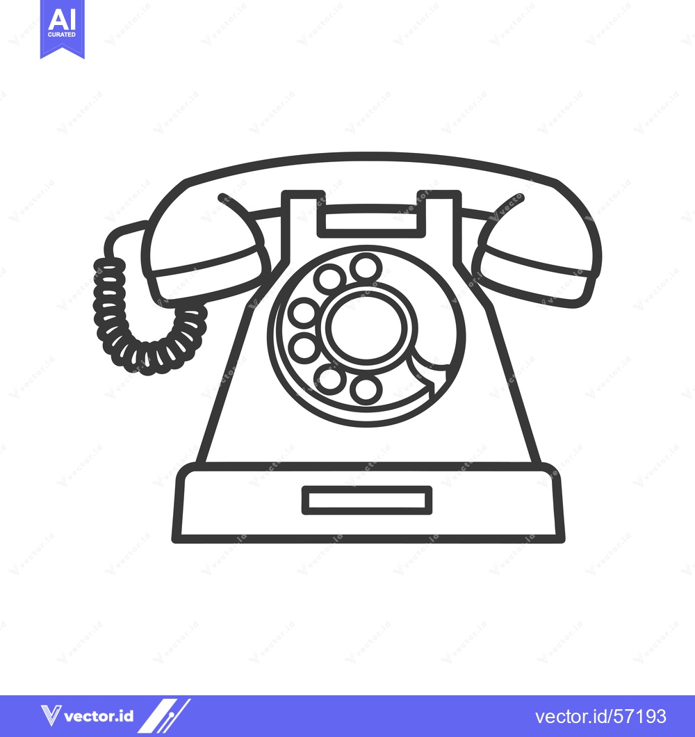 Premium Vector dari Line drawing of a vintage rotary dial telephone