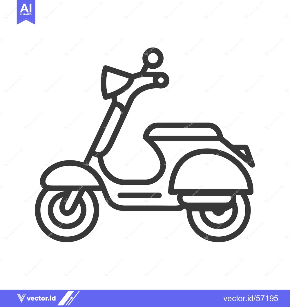 Premium Vector dari Line Drawing of a Vintage Scooter