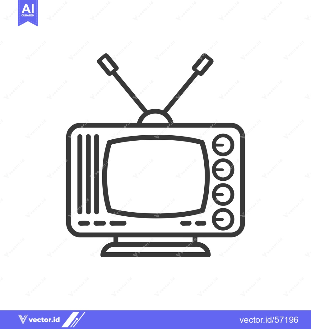 Premium Vector dari Line Drawing of a Vintage Television with Antenna