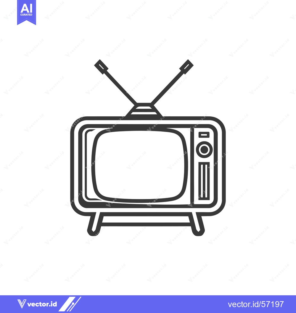 Premium Vector of Line Drawing of a Vintage Television with Antennae