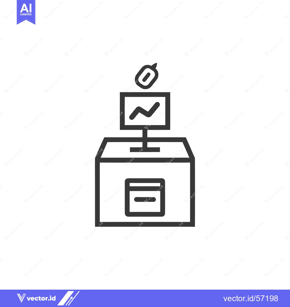 Premium Vector dari Line Drawing of a Voting Ballot Box with a Computer Screen and a Ballo